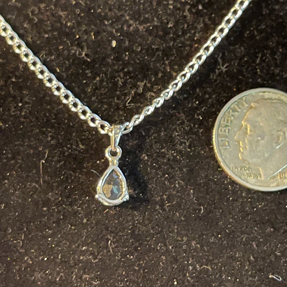 Topaz 10k Solid White Gold Pendant - Picture 2 of 4